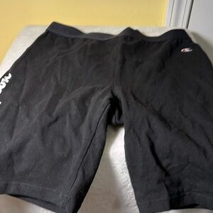 Shorts champion size medium 90% polyester 10% spandex black with writing